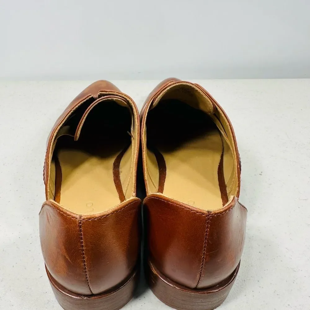 Nisolo Emma D'Orsay Oxford Brown Leather Slip On Shoes Flats size 10